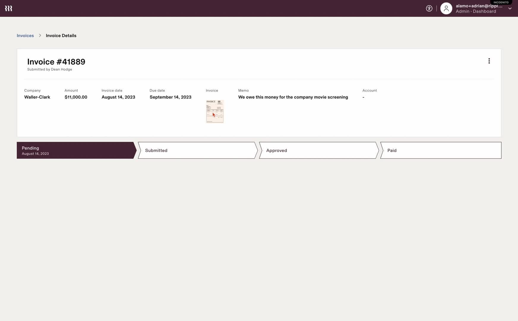 2) Vendor submits invoice.mov