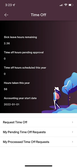 Legacy Time Off mobile UX screen 2