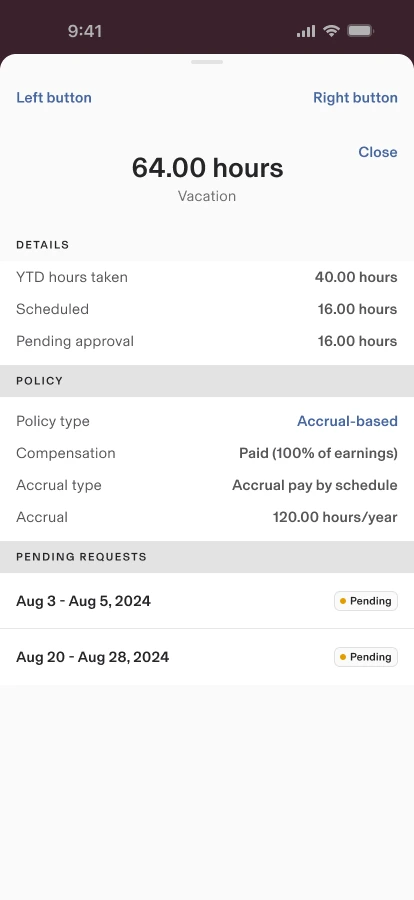 Updated Time Off mobile UX screen 2