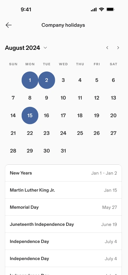 Updated Time Off mobile UX screen 3