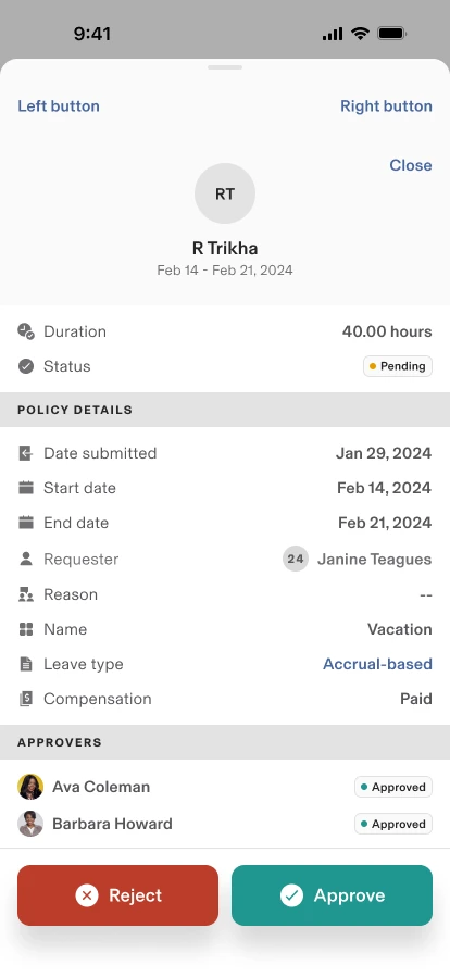 Updated Time Off mobile UX screen 5