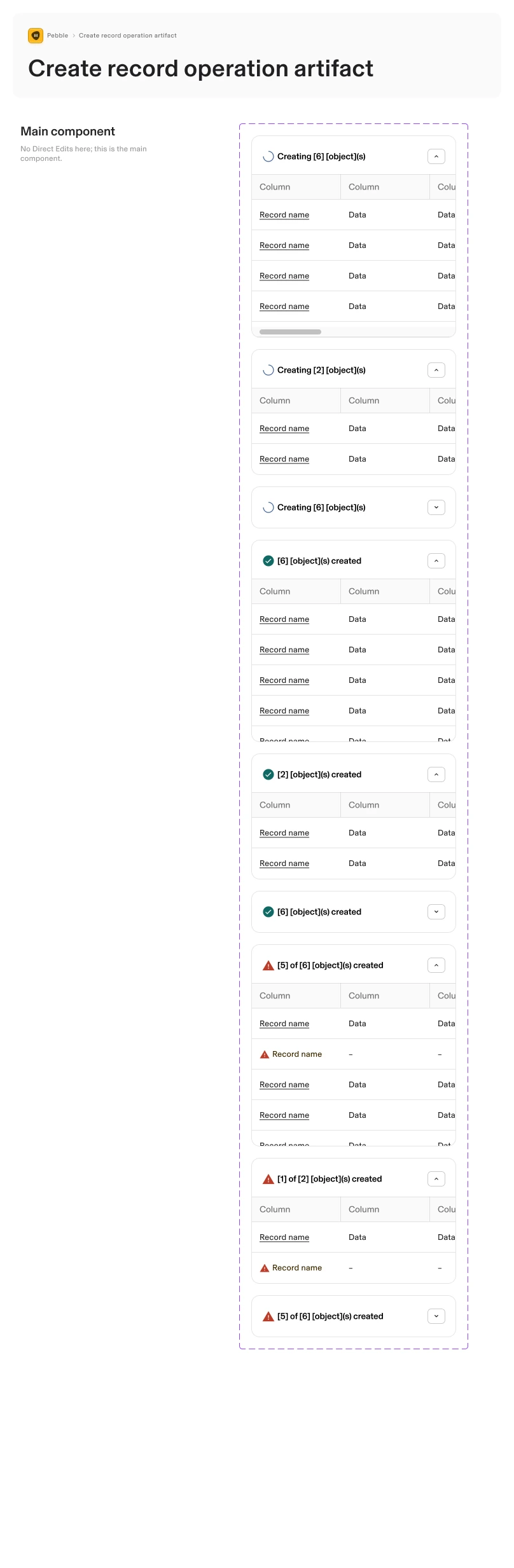 Create record operation pattern