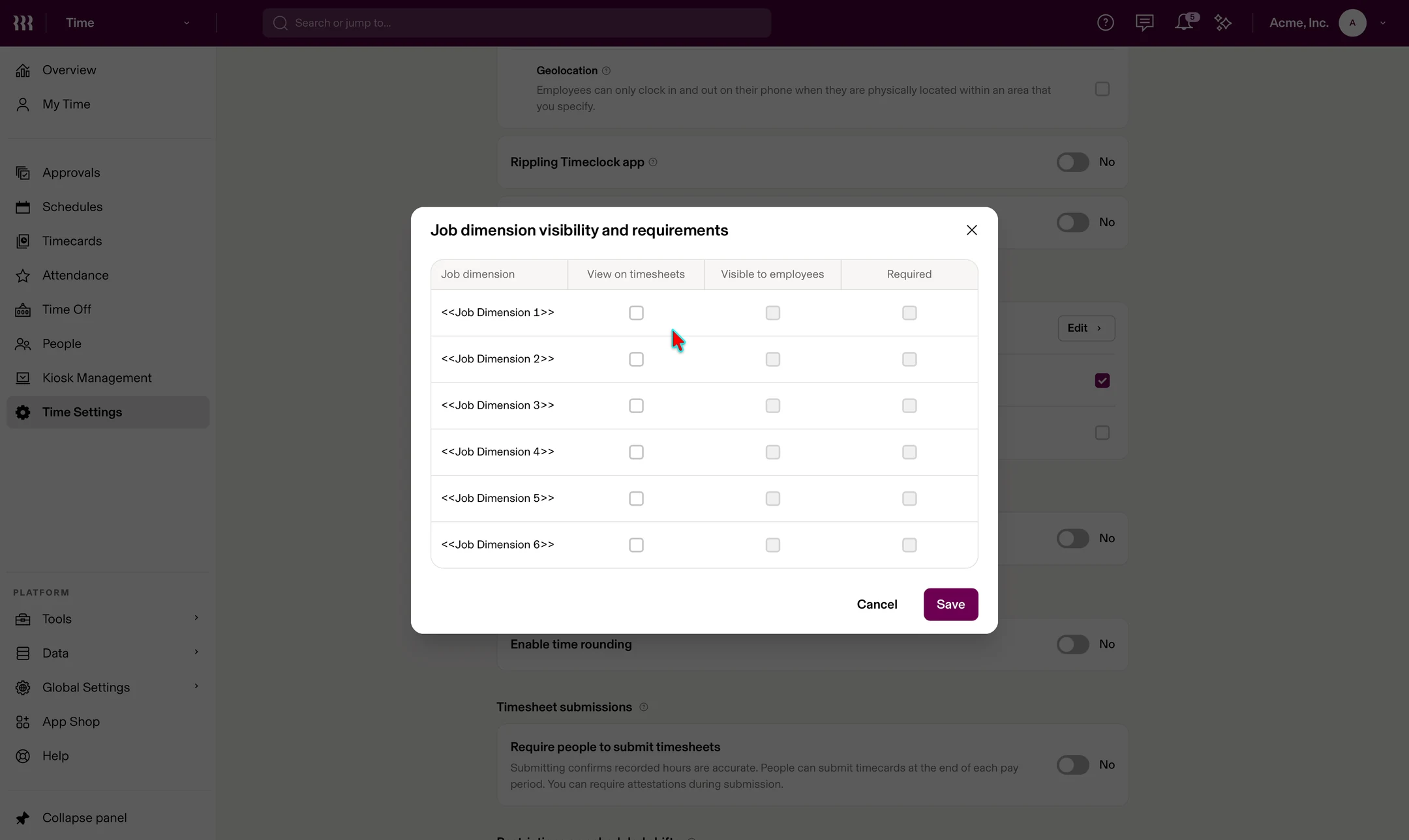 After: time tracking in Time Settings