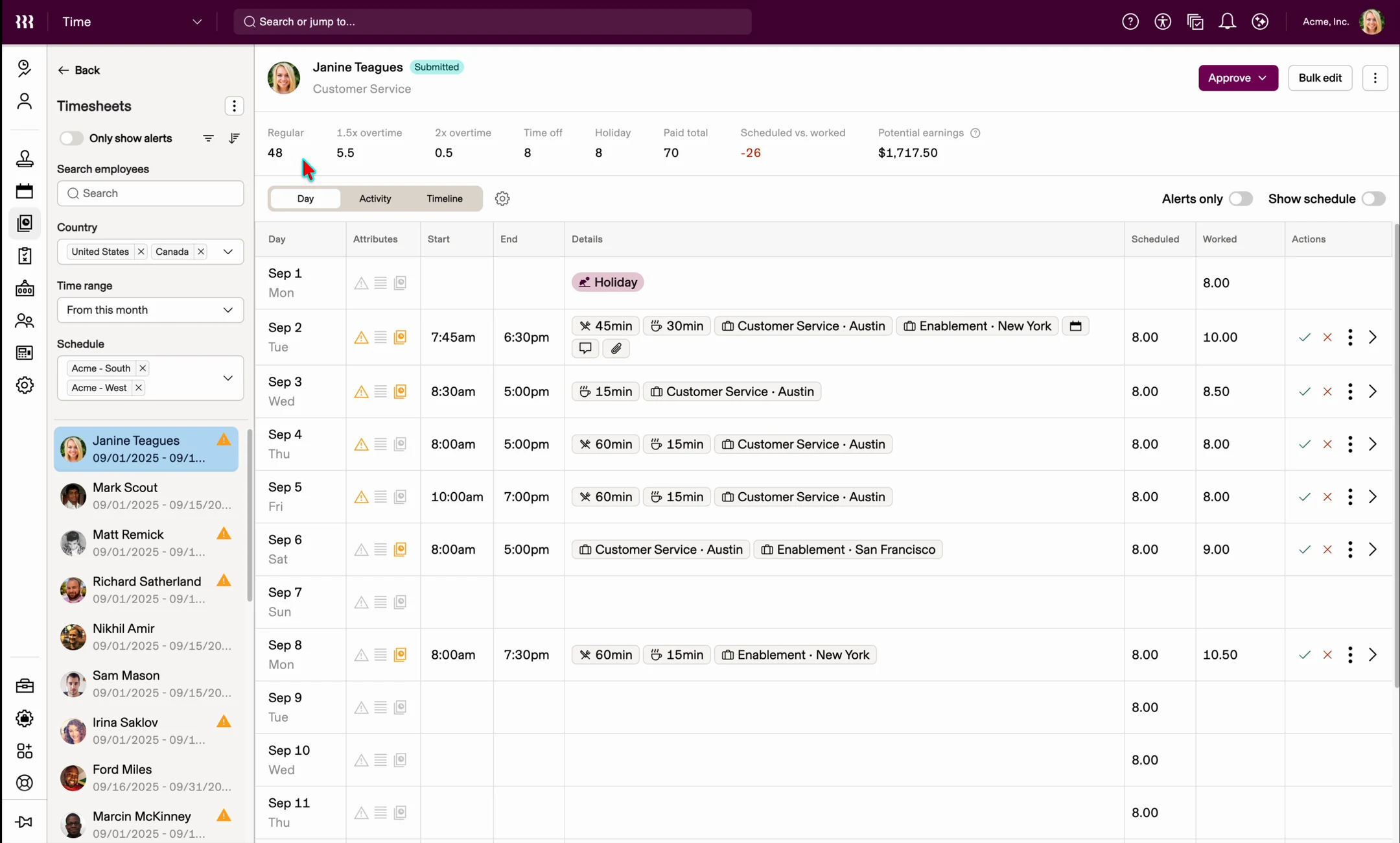 Timesheet Editor prototype