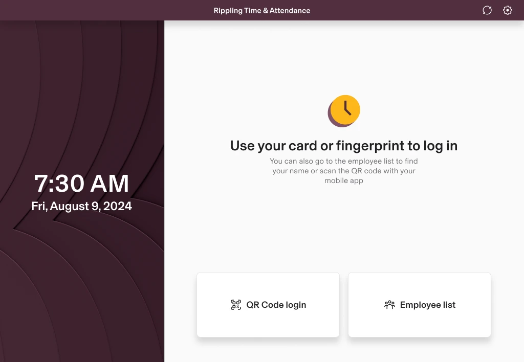 Timeclock initial-ask legacy UI reference — top