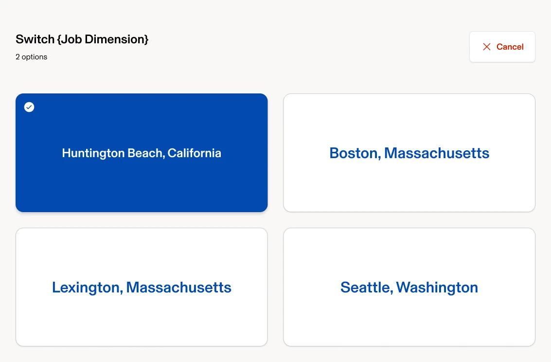Timeclock Switch job selection — right state